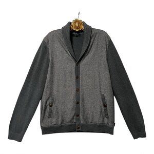 Ted Baker Gray Wool Shawl Collar Classic Comfort Cardigan Sweater Men’s 5 XL